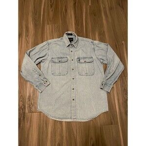 Vtg Browning Super Naturals Denim Snap Shirt Sz L Retro Hunting Shooting Work